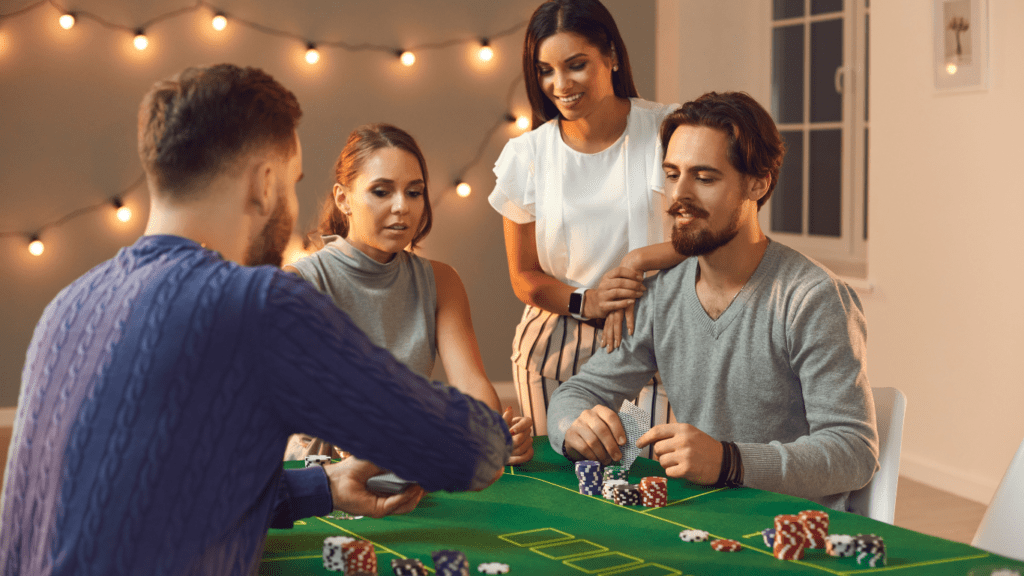 Group of friends playing poker 