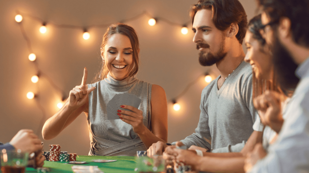 Group of friends playing poker