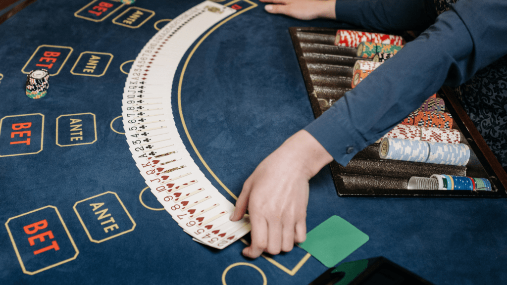 Casino Dealer with playing cards