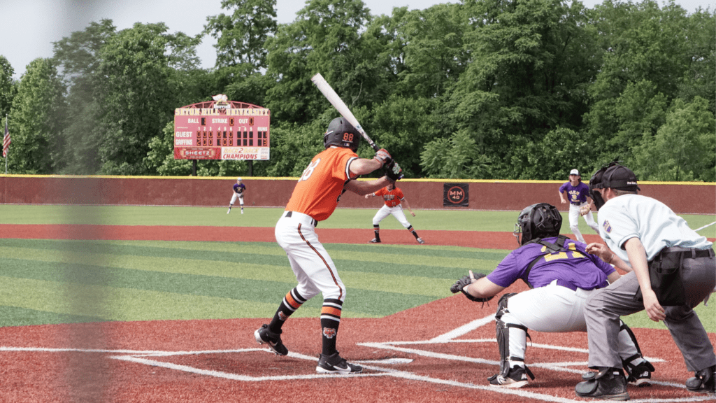 Playing Baseball in field