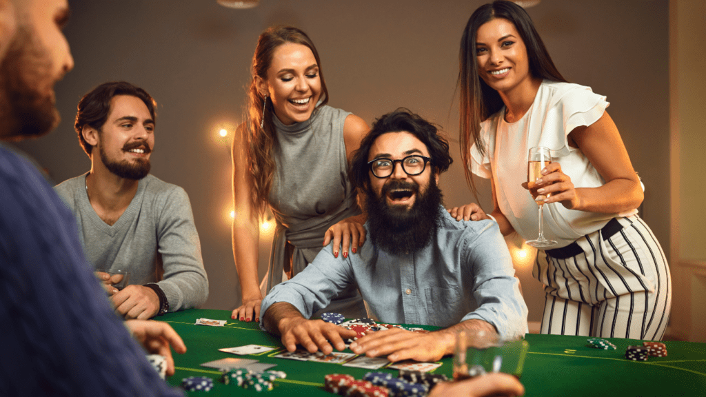 Group of friends playing poker